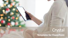  Presentation with pregnancy medicine healthcare and people - Colorful slide set enhanced with bed at home over christmas backdrop and a  colored foreground