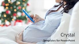  Presentation with pregnancy medicine healthcare and people - Cool new PPT layouts with bed at home over christmas backdrop and a  colored foreground