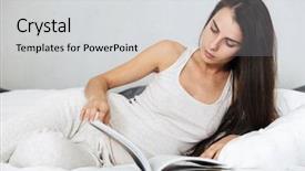  Presentation with magazines - Presentation design consisting of bed at home reading magazine background and a  colored foreground