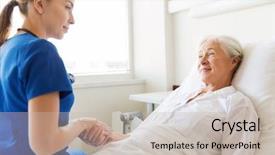  Presentation with health care - Slides having bed at hospital ward background and a soft green colored foreground