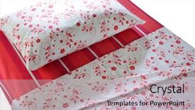  Presentation with bed - Presentation theme with bed covered with bed spreads background and a  colored foreground