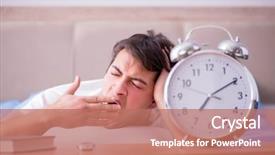  Presentation with insomnia - Cool new PPT theme with disorder - man in bed frustrated suffering backdrop and a coral colored foreground