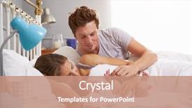  Presentation with baby sleeping - Presentation design having bed holding sleeping newborn baby background and a coral colored foreground