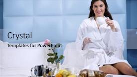  Presentation with bed hotel - Presentation theme having bed home or hotel room background and a light blue colored foreground