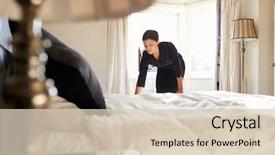  Presentation with bed hotel - Beautiful PPT theme featuring bed in a hotel backdrop and a lemonade colored foreground