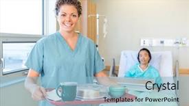  Presentation with hospital bed - Colorful presentation design enhanced with bed in background at hospital backdrop and a light blue colored foreground