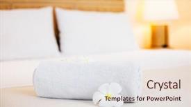  Presentation with hotel resort - Slides consisting of bed in hotel with flowers background and a sky blue colored foreground