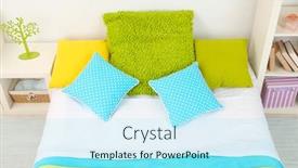  Presentation with room - Slide set with bed-in-room-top-view background and a arctic colored foreground