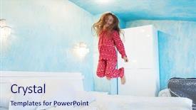  Presentation with bed hotel - Amazing slide set having bed in the hotel backdrop and a sky blue colored foreground