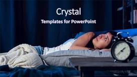  Presentation with insomnia - Cool new slide deck with bed next to alarm clock backdrop and a navy blue colored foreground