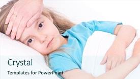  Presentation with bed - Slides consisting of bacterial virus - sick little girl in bed background and a light blue colored foreground