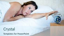  Presentation with doctor helps to get out of bed an elderly woman - PPT layouts featuring bed reaching out to turn background and a  colored foreground