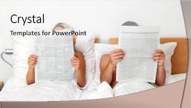  Presentation with news - Theme consisting of bed reading a newspaper background and a white colored foreground