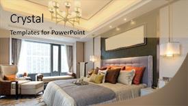  Presentation with bedroom modern - PPT theme consisting of bed room - decoration and design of modern background and a lemonade colored foreground