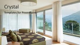  Presentation with bedroom modern - Presentation theme featuring bed room - interior of modern apartment furnished background and a mint green colored foreground