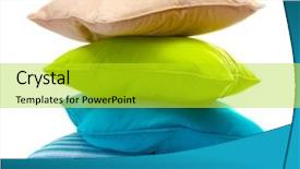  Presentation with bright white - Slide set with bed sheet - bright pillows isolated on white background and a yellow colored foreground