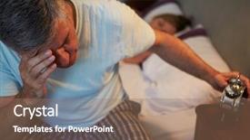  Presentation with insomnia - PPT theme featuring bed suffering with insomni background and a coral colored foreground