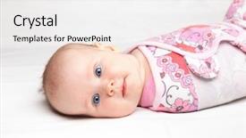  Presentation with baby girl - Presentation design having bed swaddling is a practice background and a white colored foreground
