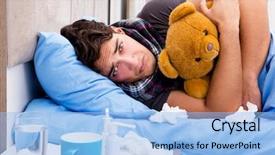  Presentation with medicines - Amazing theme having sick ill man backdrop and a light blue colored foreground