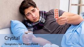  Presentation with medicines - Slides consisting of the bed taking medicines background and a light blue colored foreground