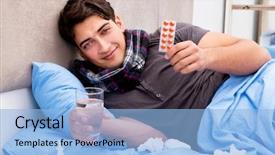  Presentation with medicines - Presentation design with the bed taking medicines background and a  colored foreground