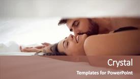  Presentation with good morning couple bed - Slide set featuring bed together enjoying the company background and a violet colored foreground