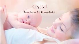  Presentation with happy baby - Theme with bed together high key background and a lemonade colored foreground