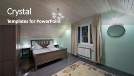  Presentation with bed hotel - Audience pleasing slides consisting of bed wardrobe carpet in hotel backdrop and a gray colored foreground