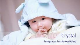  Presentation with baby clothes - Beautiful theme featuring bed wearing a blue cartoon backdrop and a sky blue colored foreground