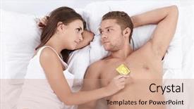  Presentation with condom - PPT theme consisting of bed with a condom background and a coral colored foreground