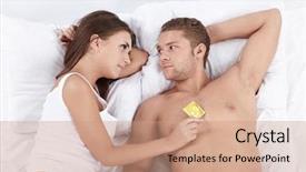  Presentation with condom - Beautiful presentation featuring bed with a condom backdrop and a coral colored foreground