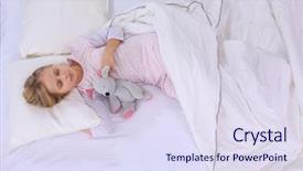  Presentation with teddy bear - Beautiful PPT theme featuring bed with a toy teddy backdrop and a sky blue colored foreground