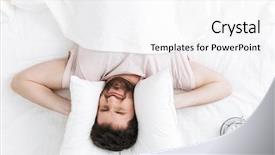  Presentation with insomnia - Amazing presentation design having bed with alarm clock backdrop and a white colored foreground