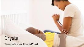  Presentation with african children - Theme featuring bed with his mother praying background and a lemonade colored foreground
