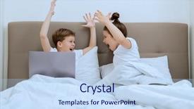  Presentation with bed - Slide set consisting of bed with laptop and magazine background and a sky blue colored foreground