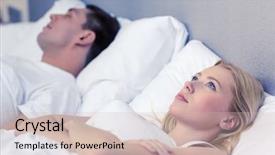  Presentation with family problems - Colorful slide deck enhanced with bed woman with insomni backdrop and a soft green colored foreground