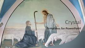  Presentation with jesus shepherd - Presentation design having bedenica-croatia-july-25-2011 background and a light gray colored foreground