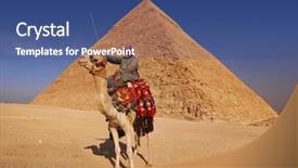  Presentation with pyramid - Presentation theme having bedouin and camel in front background and a ocean colored foreground