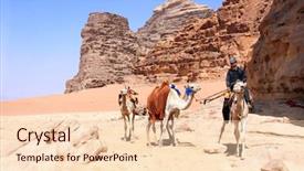  Presentation with middle east - Colorful PPT layouts enhanced with bedouin and four camels dromedary backdrop and a lemonade colored foreground