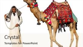  Presentation with camel - Beautiful PPT theme featuring bedouin on camel isolated backdrop and a lemonade colored foreground