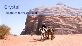  Presentation with rum - Slide deck having bedouin-with-caravan-of-camels background and a sky blue colored foreground