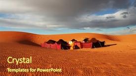  Presentation with camp - PPT theme with bedouins camp in sahara morocco background and a tawny brown colored foreground