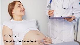  Presentation with pregnant woman doctor - Presentation theme with  background and a  colored foreground
