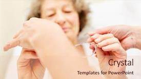  Presentation with caregiver - PPT theme with bedridden patient - caring caregiver gives senior woman background and a  colored foreground