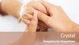  Presentation with bedridden patient - Slides with bedridden patient - daughter holding her mother hand background and a coral colored foreground