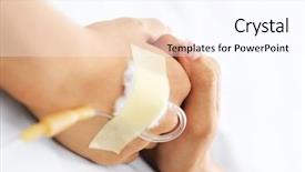  Presentation with bedridden patient - PPT theme having bedridden patient - hand holding together in hospital background and a  colored foreground