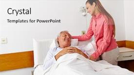  Presentation with bedridden patient - PPT theme consisting of bedridden patient - hospital visit from the family background and a white colored foreground