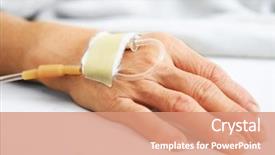  Presentation with bedridden patient - Theme having bedridden patient - old woman hand with iv background and a  colored foreground