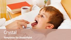  Presentation with sick child - Slide set consisting of bedridden patient - physician house call examines background and a coral colored foreground