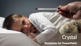  Presentation with bedridden patient - PPT layouts having bedridden patient - poorly boy in bed background and a tawny brown colored foreground
